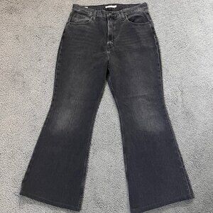 LEVI'S BIG E 70's HIGH FLARE High Rise BIG Bell Bottom Jeans - Black -  W32 L30